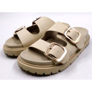 Mia Womens Ladies Gen Beige Strappy Buckles Slide On Platform Sandals Sz 6.5